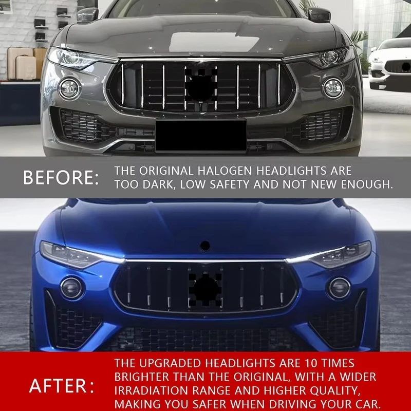 For Levante 2016-2022 LED DRL Headlamp Assembly Modified 2023 Style Upgrade with 12V Car Headlight Enhanced Head Light