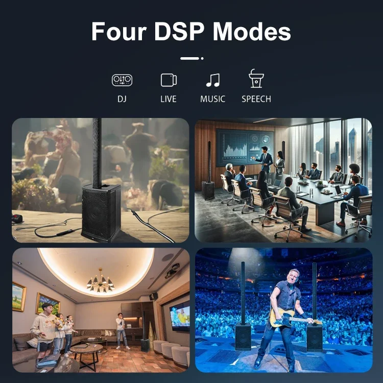 Accuracy Pro Audio E1212 4000W Professional Active Column Speaker Lightweight Powered PA Array System Slim Column Speaker