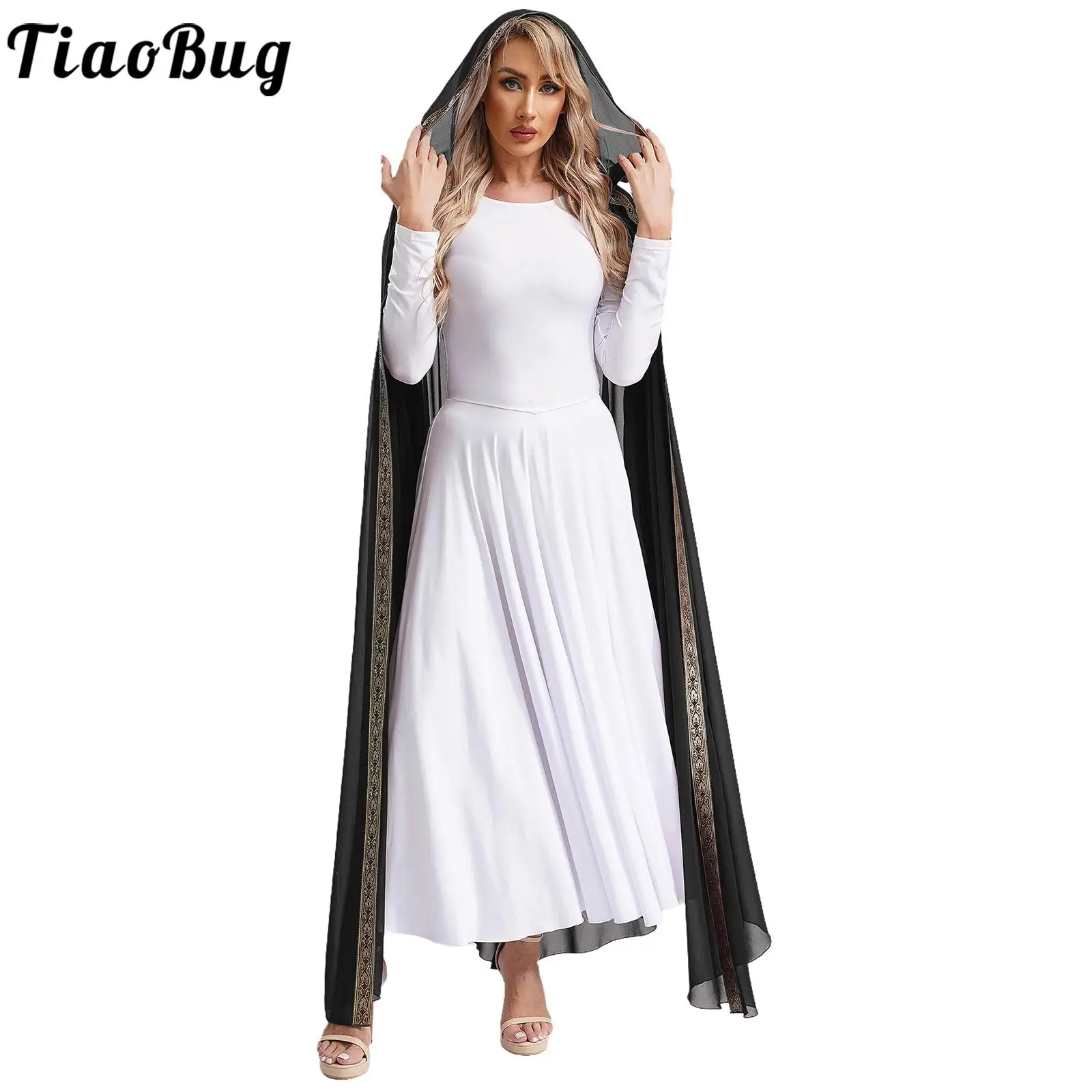 Women Muslim Abayas Hooded Long Robe Embroidered Trim Open Front Cloak Islamic Dubai Kaftan Robe for Halloween Party Role Play