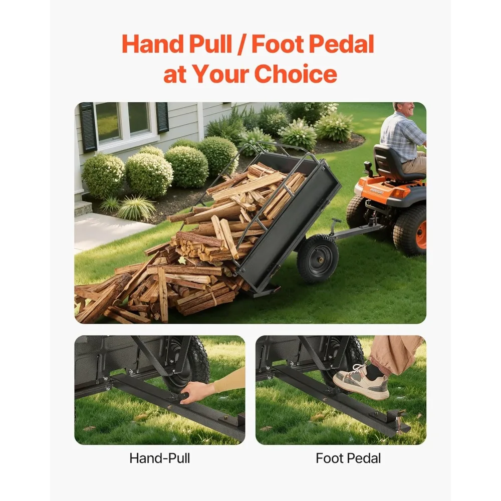 10 أقدام مكعبة ومقطورة ATV شديدة التحمل بسعة 500 رطل مع ميزة عربة تفريغ، وعربة أدوات قابلة للقطر من الفولاذ #5