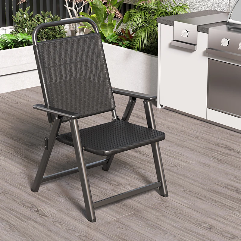 

Rattan Arms Folding Chair Outside Beach Relaxing Lightweight Folding Chair Cane Patio Chaise Pliante Portable Outdoor Furniture