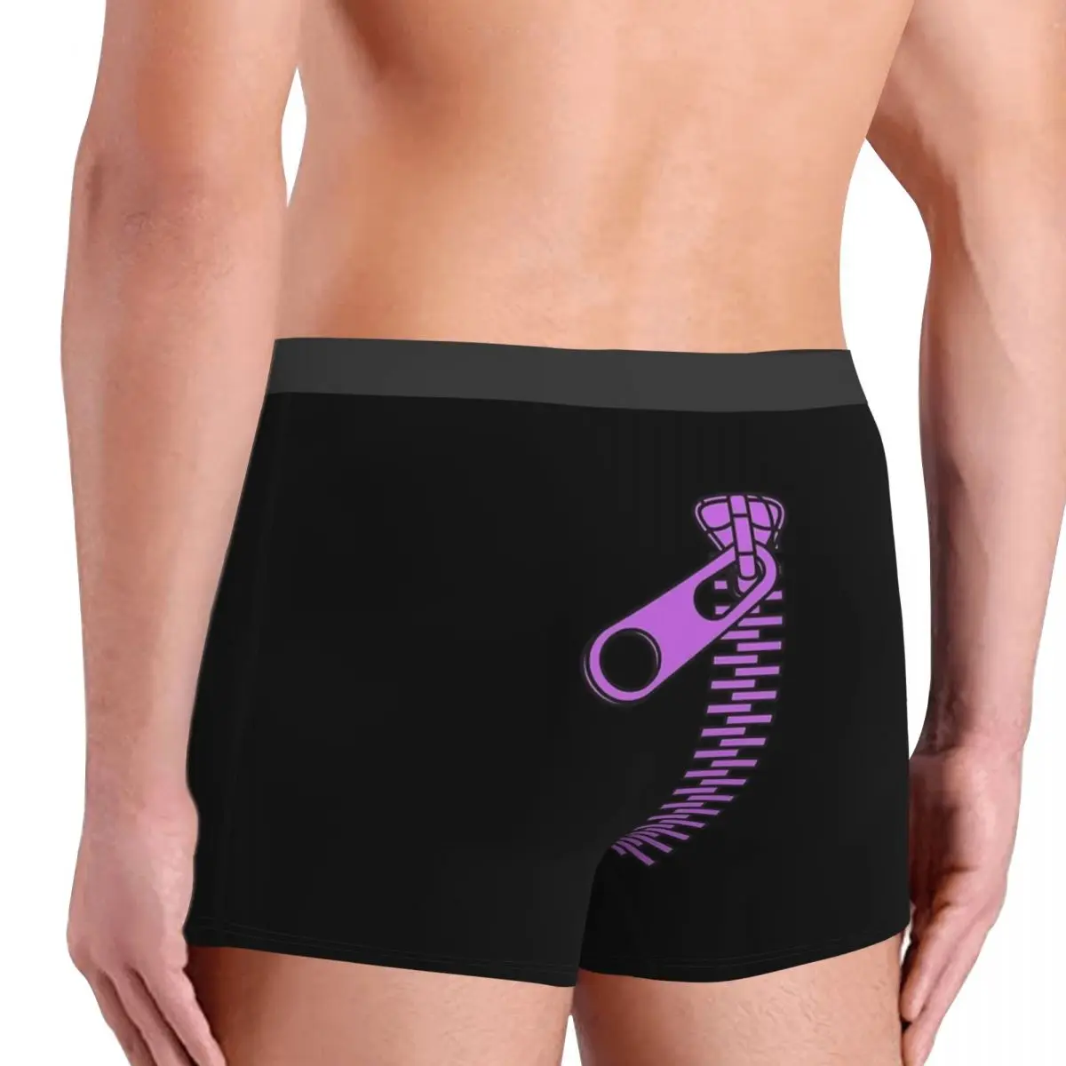 Zipper Creative Interesting Design Purple Zip Your Mouth Face Underpants Cotton Panties Male Underwear Print Shorts Boxer Briefs