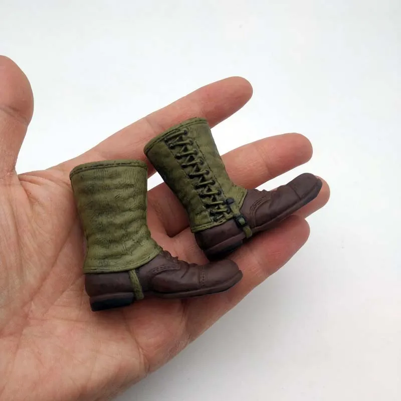 1/6 Scale WWII Hollow boots Model Long military Shoes Green splicing For 12in Action Figure Toy Accessory HT DID