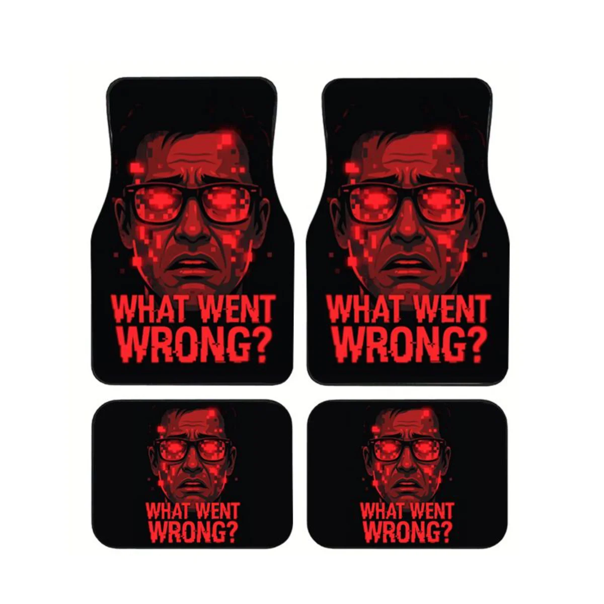 

What Went Wrong Glitch Man Print Car Floor Mats 4PCS Universal Anti-slip Auto Foot Pads Interior Accessories For Sedan SUV Truck