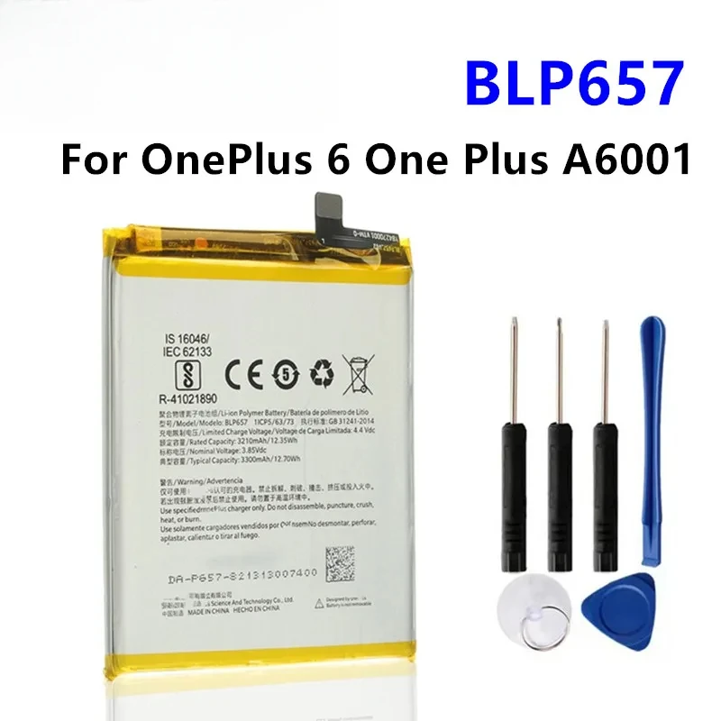 

Phone Battery BLP657 For OnePlus 6 One Plus A6001 A6000 A6003 High Replacement 3300mAh Tools