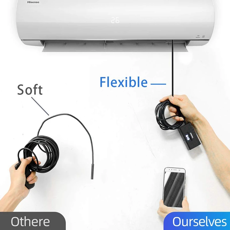 Endoskopi Wifi nirkabel, endoskopi tahan air inspeksi mobil ponsel, endoskopi pipa industri, tujuan Universal
