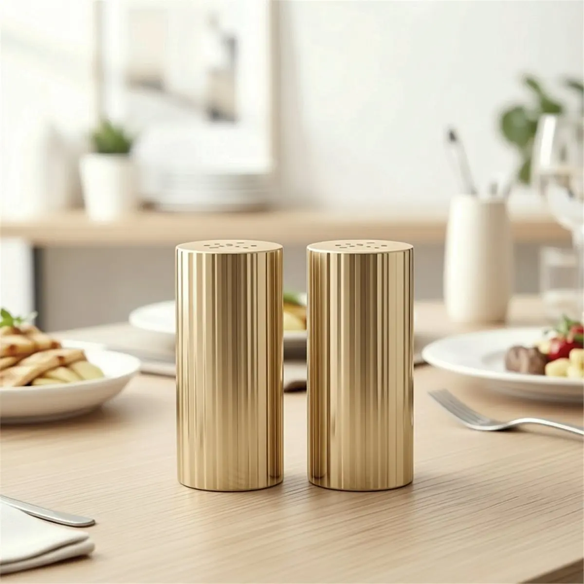 New Arrival 2PCS Gold SP Stainless Steel Seasoning Bottle, Salt & Pepper Shaker, Seasoning Jar, Condiment Bottle