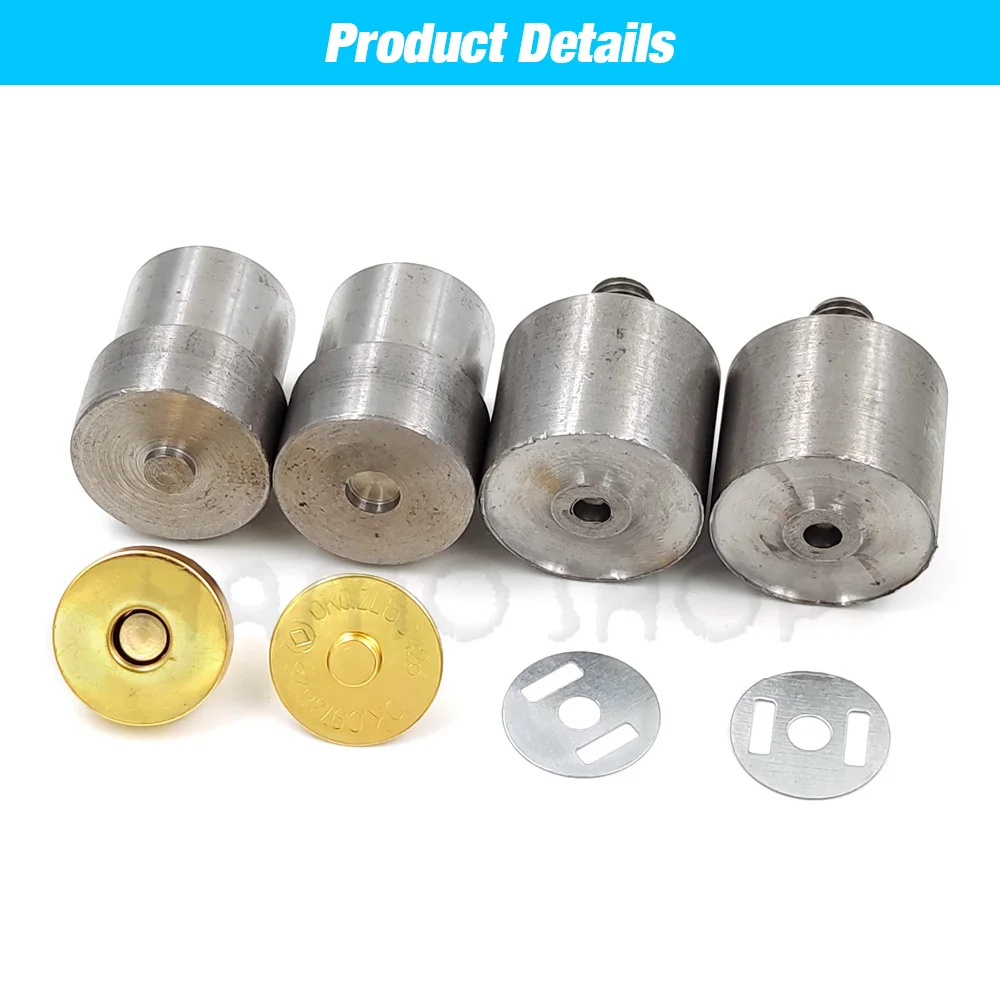 Botones magnéticos para billetera, hebilla magnética, broches de Metal, molde de instalación, 14mm, 18mm, 10 juegos por lote