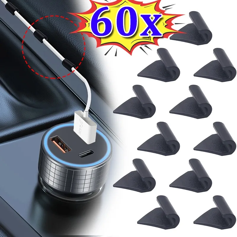 6/12/30/60PCS Car Cable Clips No Trace Removable Clip Wire Fix Holder Organizer for Car Dashboard Charging Cable Management