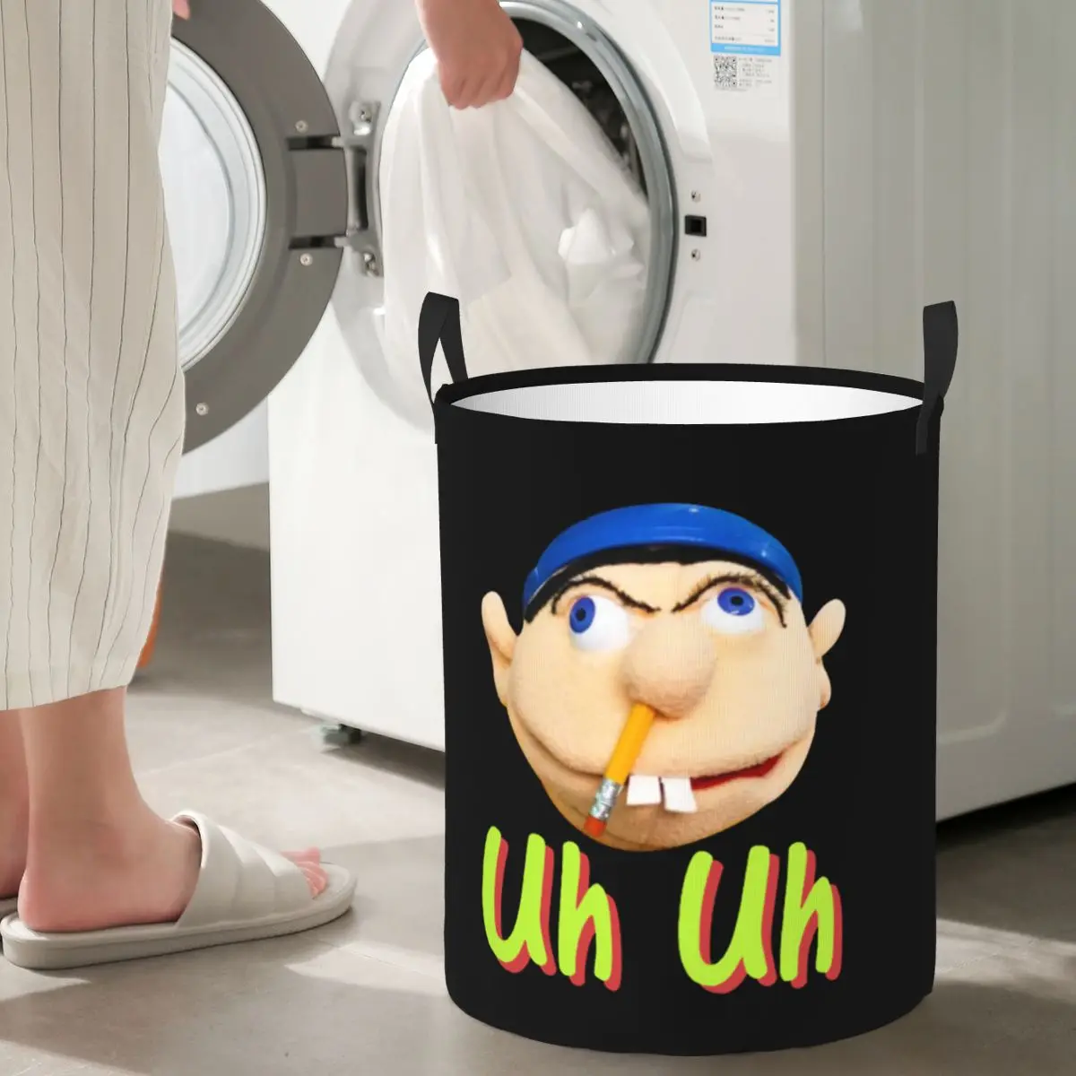 Jeffy I Hate Green Beans Folding Laundry Baskets Dirty Clothes Toys Storage Basket Home Organizer Hamper