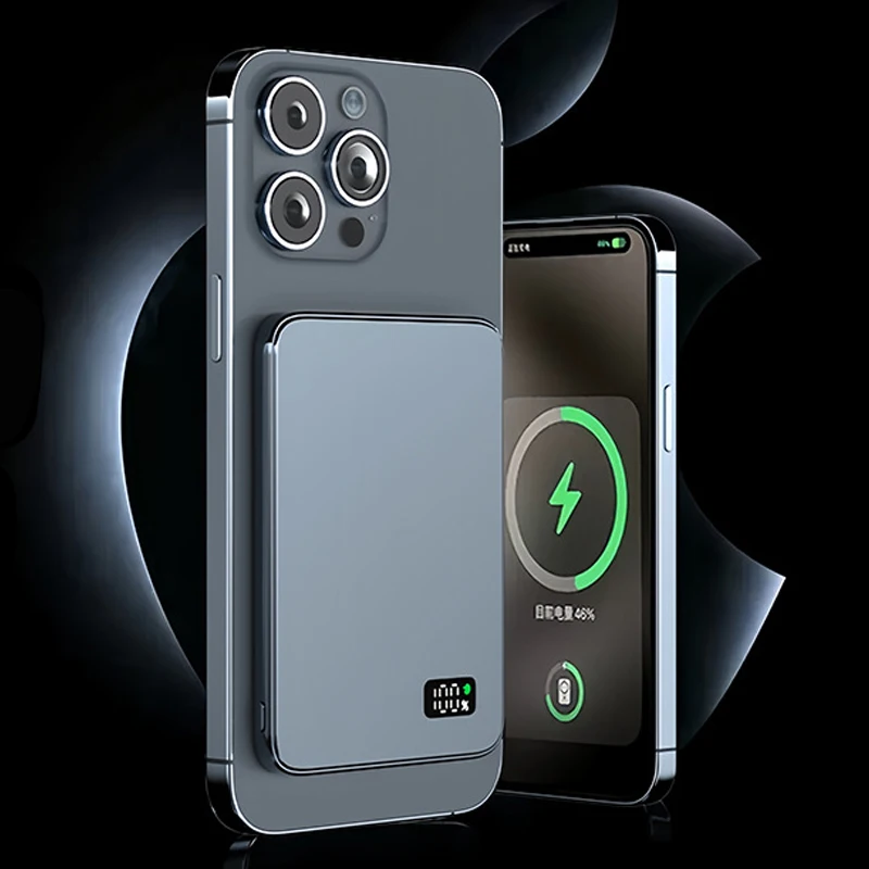 10000 mAh ultradunne powerbank voor MagSafe, magnetisch draadloos snel opladen MacSafe draagbare batterij voor iPhone Xiaomi Samsung