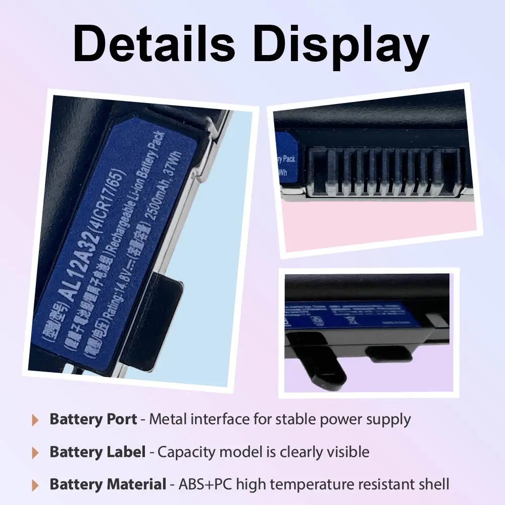 AL12A32 Laptop Battery Replacement for Acer Aspire V5 V5-431 V5-551 V5-571 V5-471G V5-571P V5-571-6726 V5-571Pg-9814