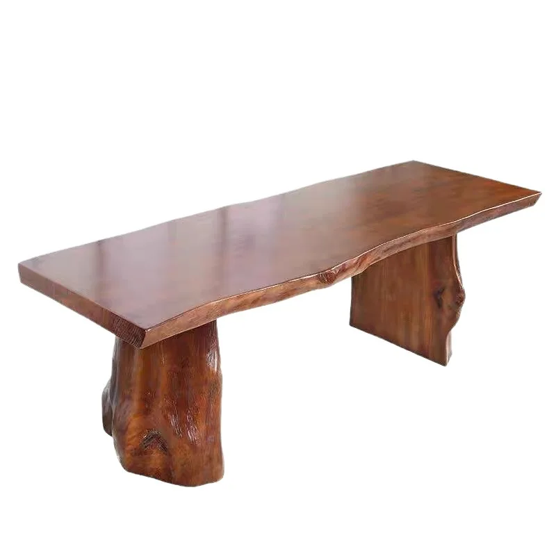 Log, irregular, solid wood, large board table, dining table, natural edge