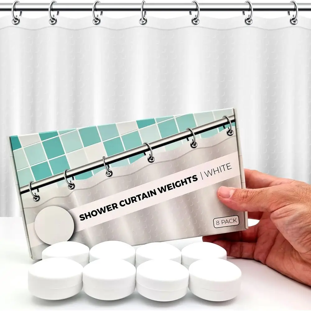 

Anti-Billowing Magnetic Shower Curtain Weights - 360° Silicone Coated - Rust-Free - Heavy Duty for Secure Liners | 8 Pairs | Whi