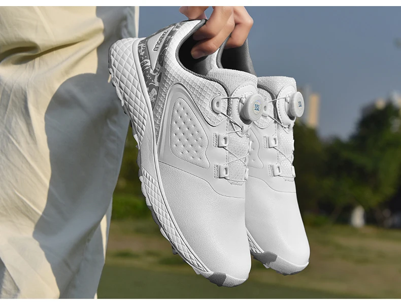 Weiße Golfschuhe für Herren und Damen, wasserdichte Golf-Turnschuhe, rutschfeste Golf-Turnschuhe ohne Spikes, Leder, Outdoor-Sport, Leder-Golfschuhe – Detail 7