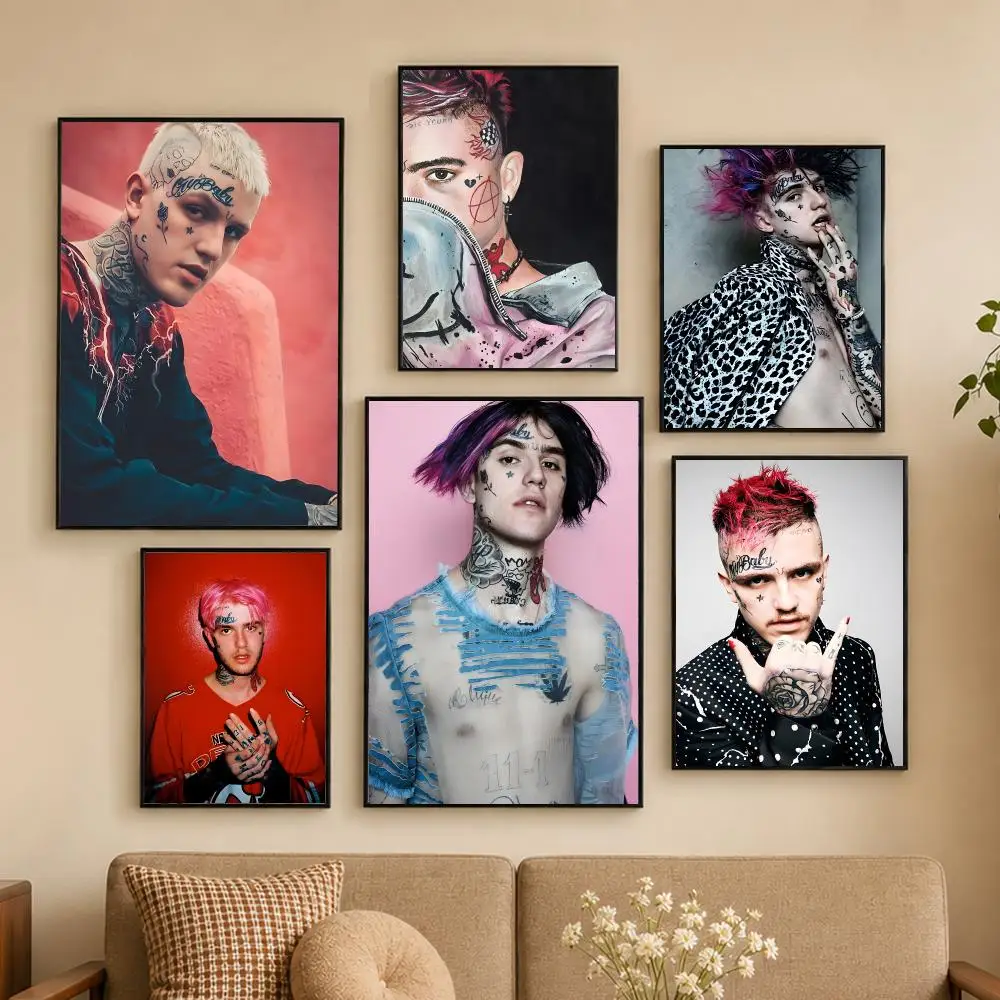 Rapper Lil Peep Hell Boy Poster Self-adhesive Waterproof Paper Stickers For Wall Decoration In Bedrooms And Bar Rooms
