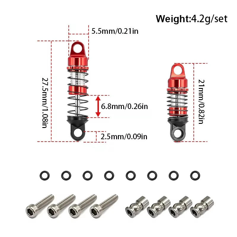 Metal 23mm/26mm Adjustable Shock Absorbers for 1/30 Axial SCX30 Ford Bronco Jeep Wrangler K10 RC Car Upgrade Accessories