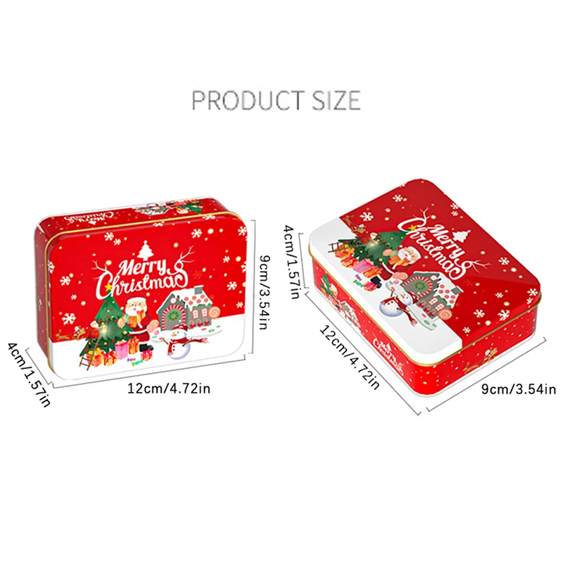 Christmas Square Metal Tinning Can Set Candy Box Gift Storage Box Biscuit Can Iron Can Home Storage Box