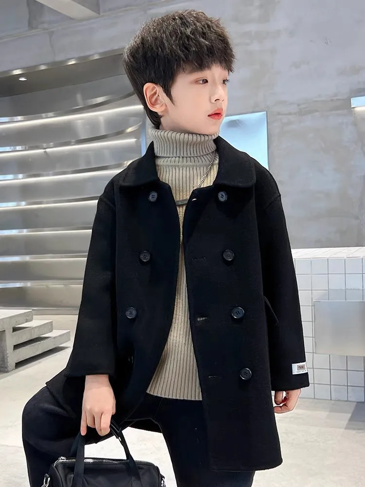 Outono e inverno meninos casaco de lã novo terno infantil britânico high-end blusão jaqueta versão coreana casual