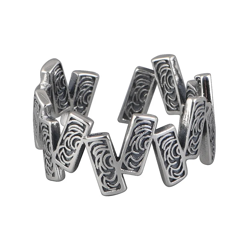 Women's 925 Sterling Silver Square Rune Adjustable Ring