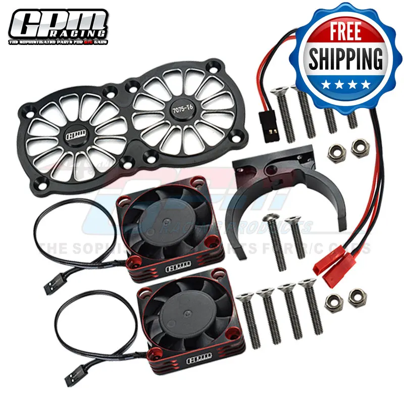 GPM Alloy 7075-T6 مروحة تبريد بإطار معدني مزدوج عالي السرعة لسيارة Traxxas 1/5 X-Maxx 6S/8S Arrma Kraton Outcast RC CAR