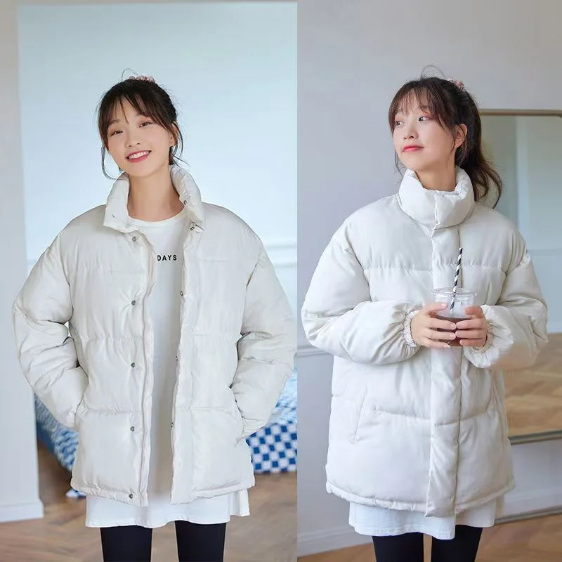 Winter Eiderdown Cotton-padded Jacket Female 2024 New Cotton-padded Jacket Loose Student Bread Clothing Short Cotton-padded Coat