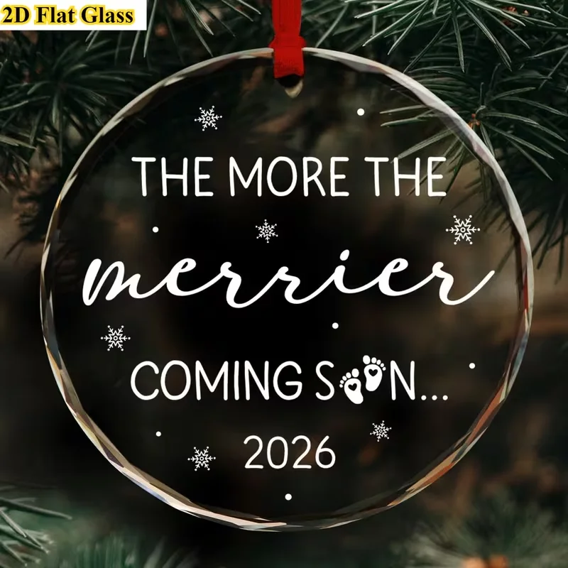 

2D plane, cute glass ornaments - 8x8 cm (8 cm round) Christmas and Valentine's Day Thanksgiving commemorative items, can be hung