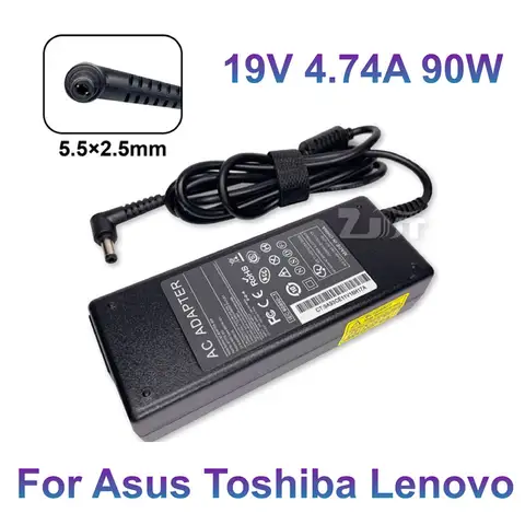 19V 4.74A 90W 5.5x2.5mm อะแดปเตอร์ชาร์จแล็ปท็อป AC สำหรับ Asus Acer TOSHIBA Liteon Delta GATEWAY FUJITSU lenibm แหล่งจ่ายไฟ