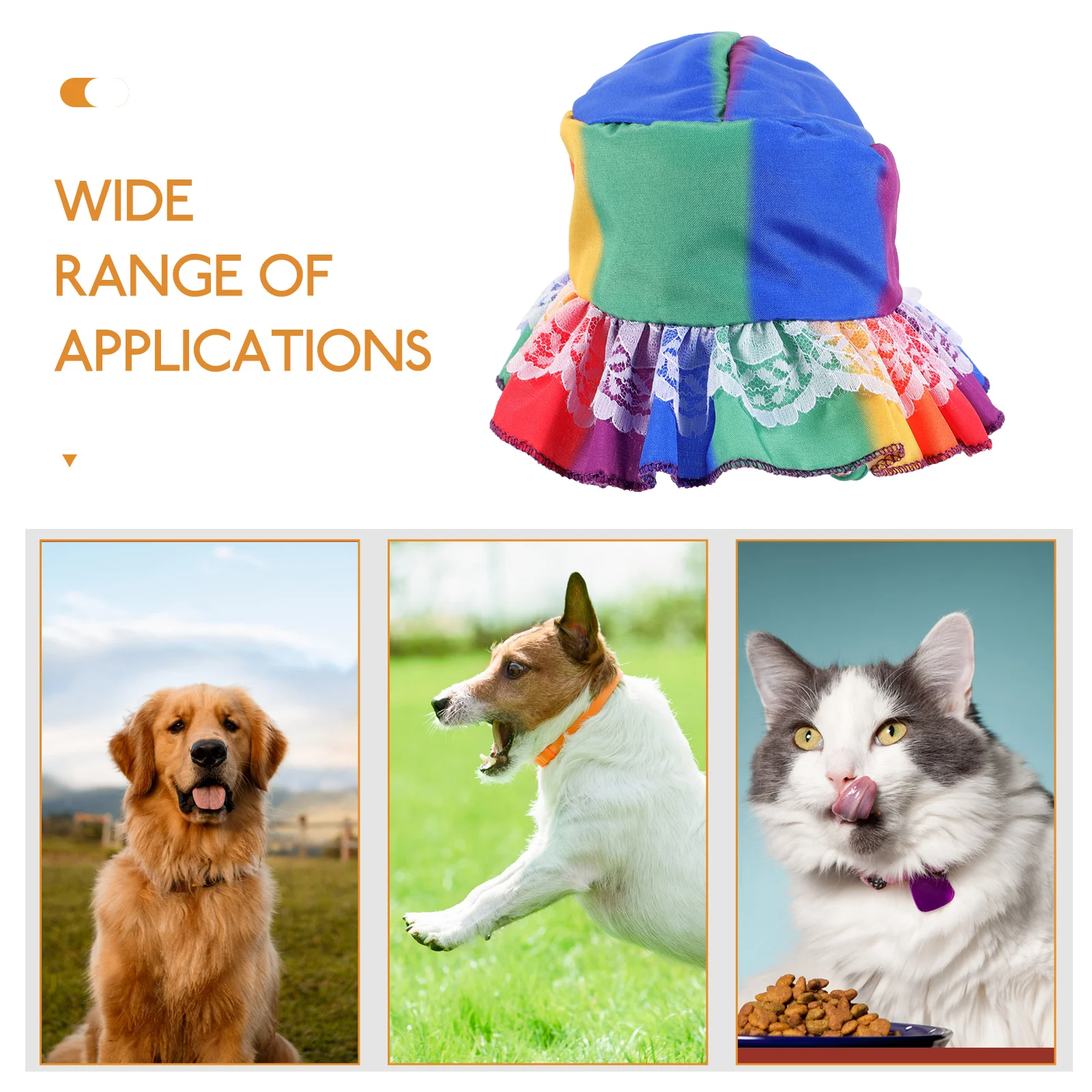 

Pet Hat Summer Thin Dog Cat Hats Adjustable Straps Rainbow Pattern Pride Month Small Pets Bucket Cap Cooling TC Cloth Doggy Hat