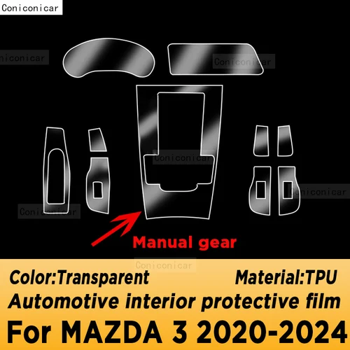 Imagen 2 del producto Para Mazda 3 2019-2024 2022 Panel de pantalla de navegación Interior automotriz película protectora de TPU pegatina antiarañazos