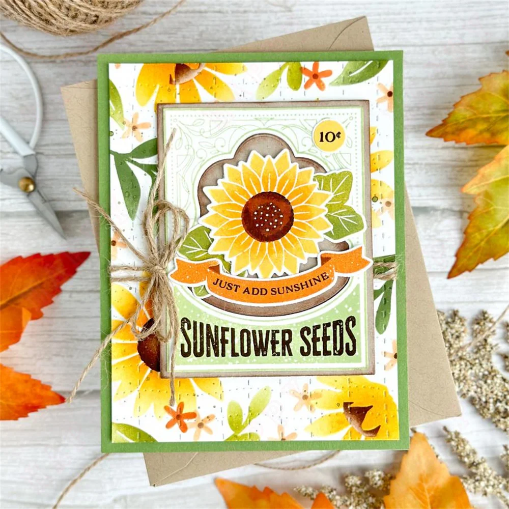 Fall Harvest Sunflower Die Metal Cutting Dies Clear Stamps Stencil Hot Foil DIY Scrapbooking Card Paper Handmade 2024 Holiday