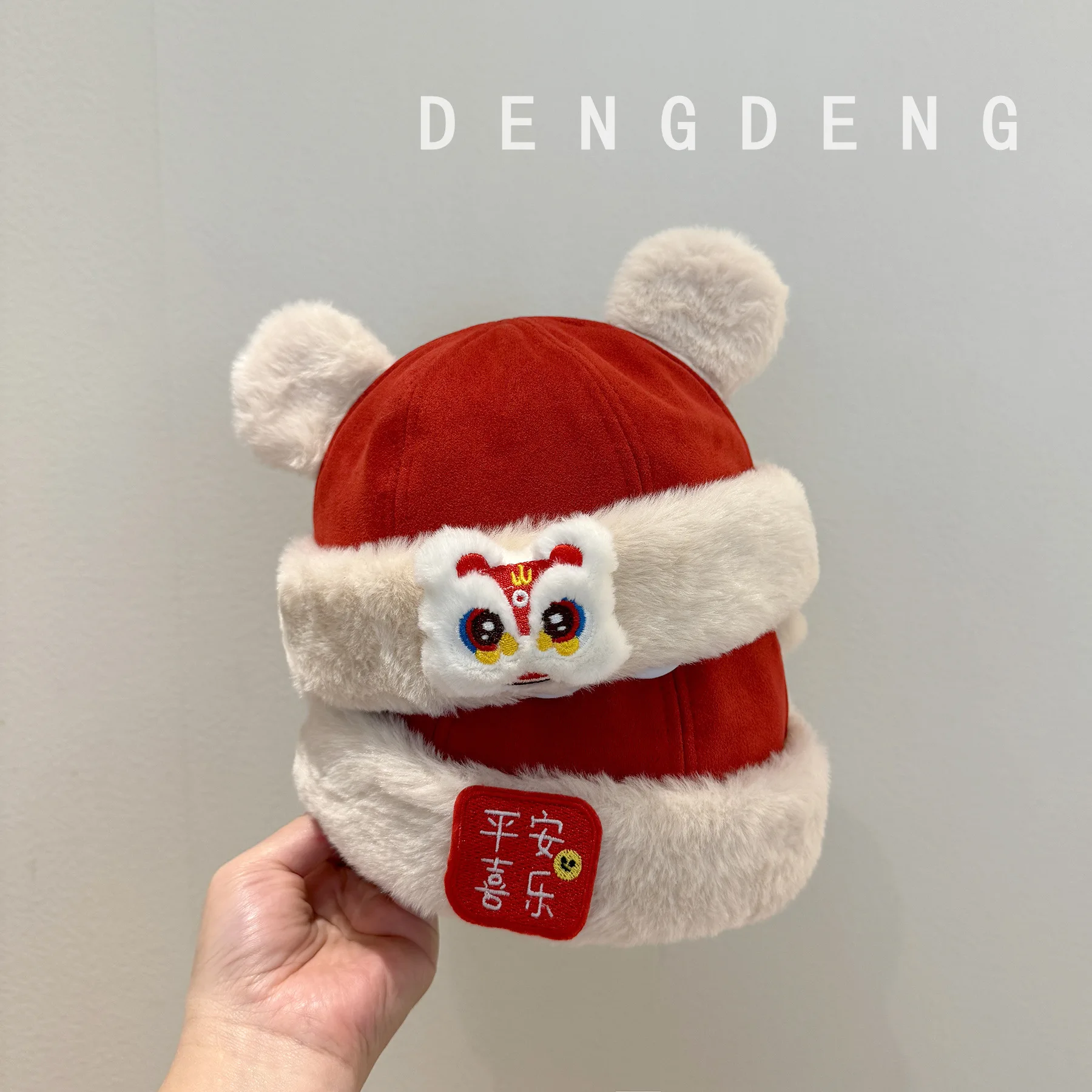 

New Year's warm children's landlord hat red one-year-old boy and girl baby cute melon fur hat autumn and winter baby hat