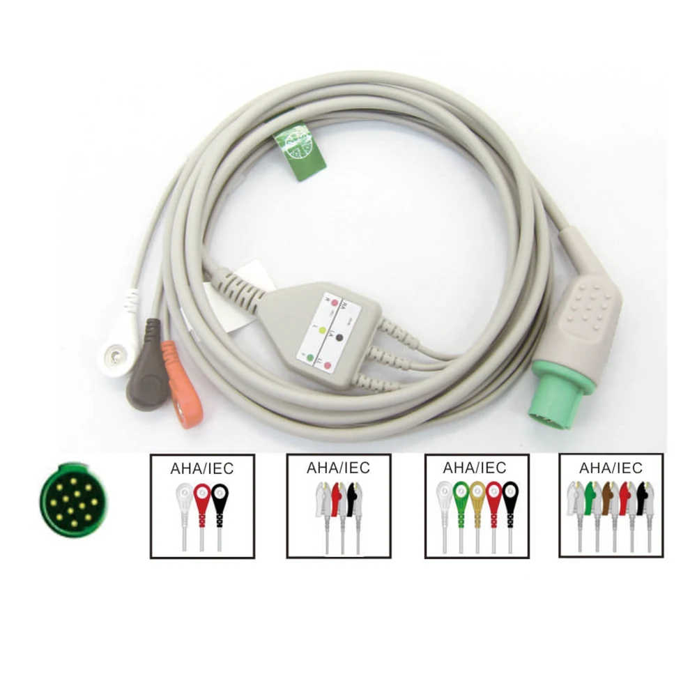 

ECG Measurement Pulse Heart Rate Sensor Module Kit, 3/5 Leads ECG Cable, Compatible with Contorn, fukuda dynascope7100