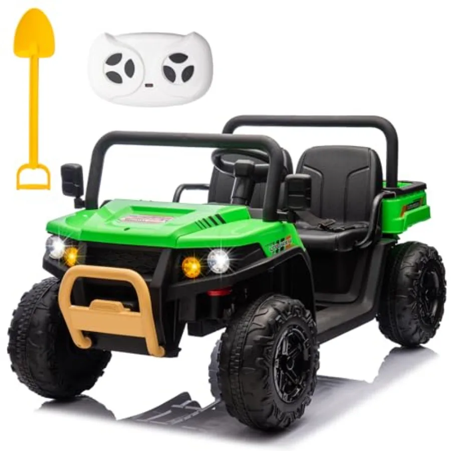 

24V 2-Seater Ride-On Dump Truck for Outdoor Play, Durable Plastic Body, Green, Remote Control + Electric Dump Bed + Dual Powerf