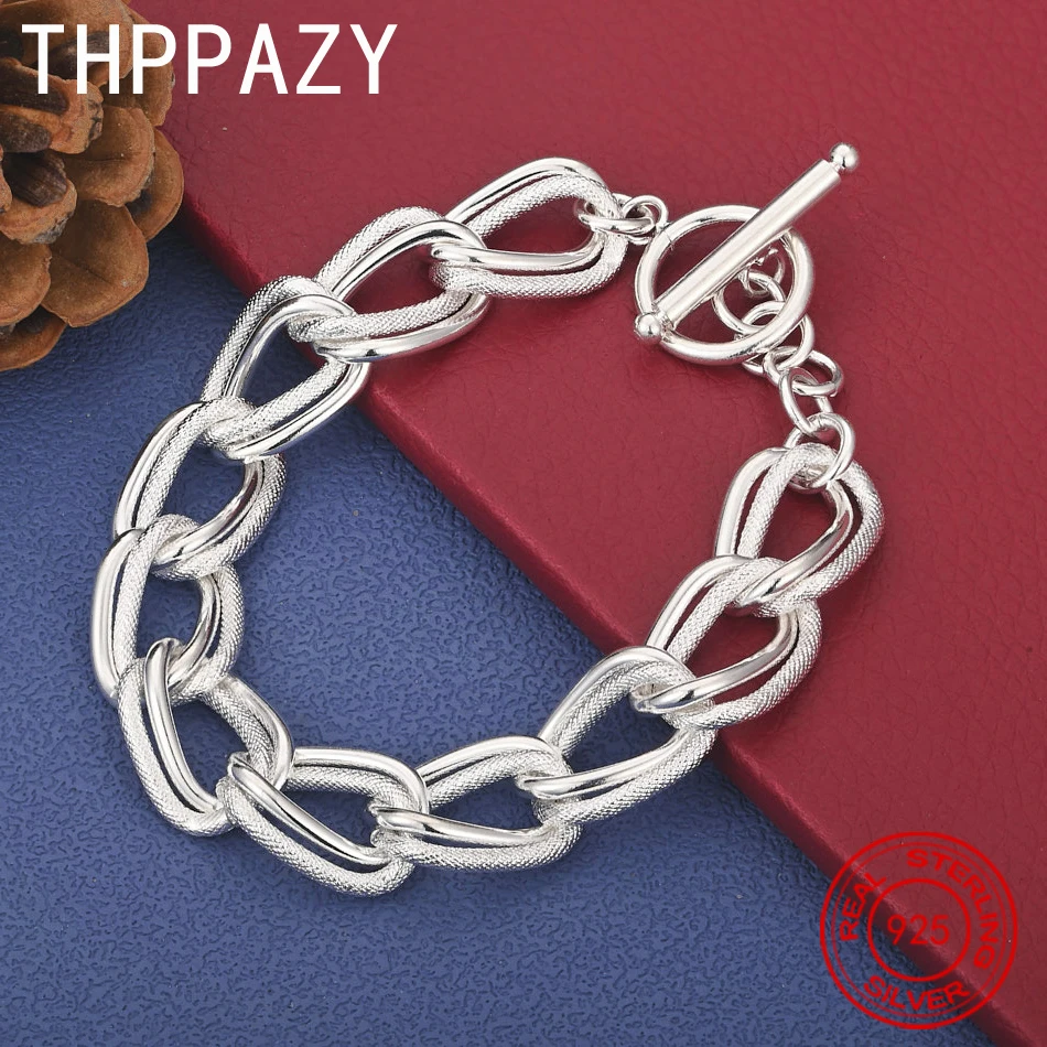 

THPPAZY браслет из стерлингового серебра 925 пробы с геометрическим рисунком для женщин и мужчин, модные трендовые ювелирные изделия, помолвка, свадьба, подарок на день рождения