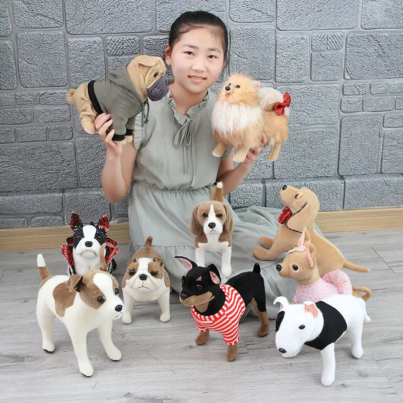 Alta qualidade simulação cão brinquedo de pelúcia chihuahua bulldog shar pei cão de estimação crianças presente aniversário do bebê macio pelúcia brinquedo presentes