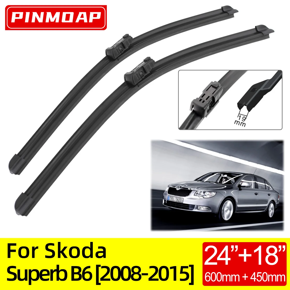 

For Skoda Superb B6 2008 2009 2010 2011 2012 2013 2014 2015 Front Wiper Blades 24"+ 18" Brushes Cutter Accessories