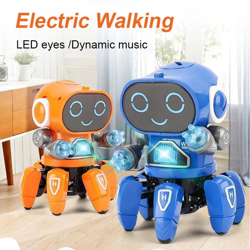 Dance Robot Electric Pet Musical Shining Toys 6 Claws Octopus Robot Educational Interactive Toys Children‘sToy Gift Digital Pet