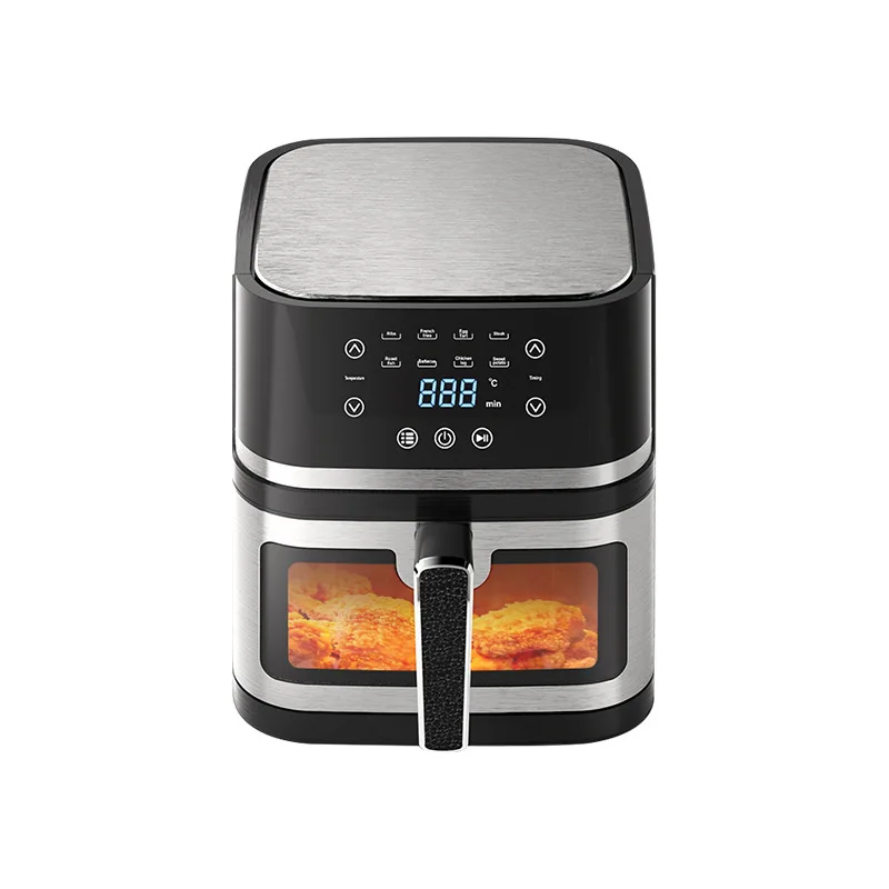 8L Stainless steel visible air fryer new multi-functional high-capacity oil-free intelligent electric fryer oven household 220V