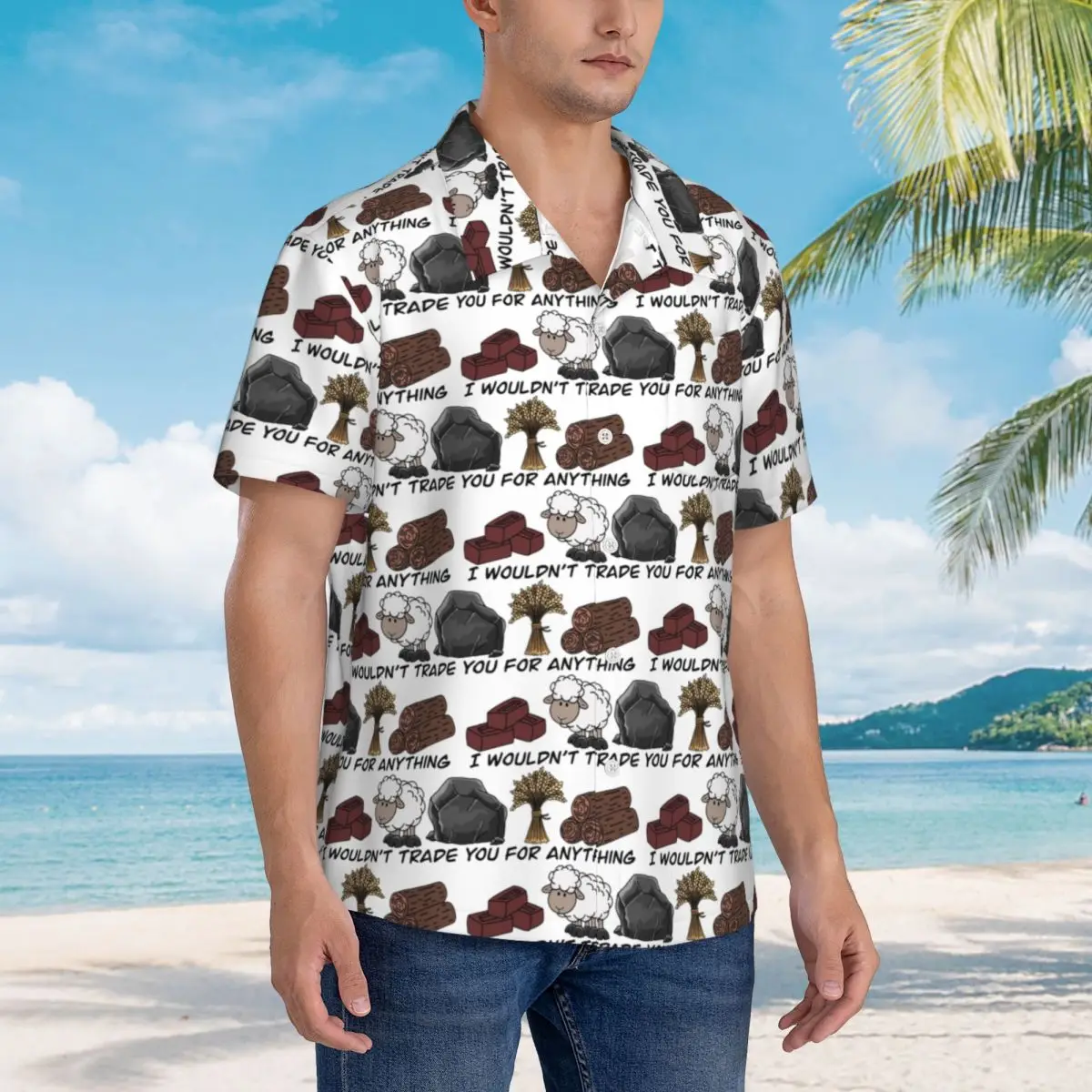 No te cambiaría por nada - Camisas hawaianas Catan, camisa informal de manga corta para hombre, camisetas con solapa para hombre para verano y playa