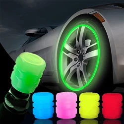 Lichtgevende Ventieldopjes Fluorescerend Groen Blauw Nachtgloeiende Auto Motorfiets Wiel Styling Band Hub Universeel Cap Decor 4 Stuks