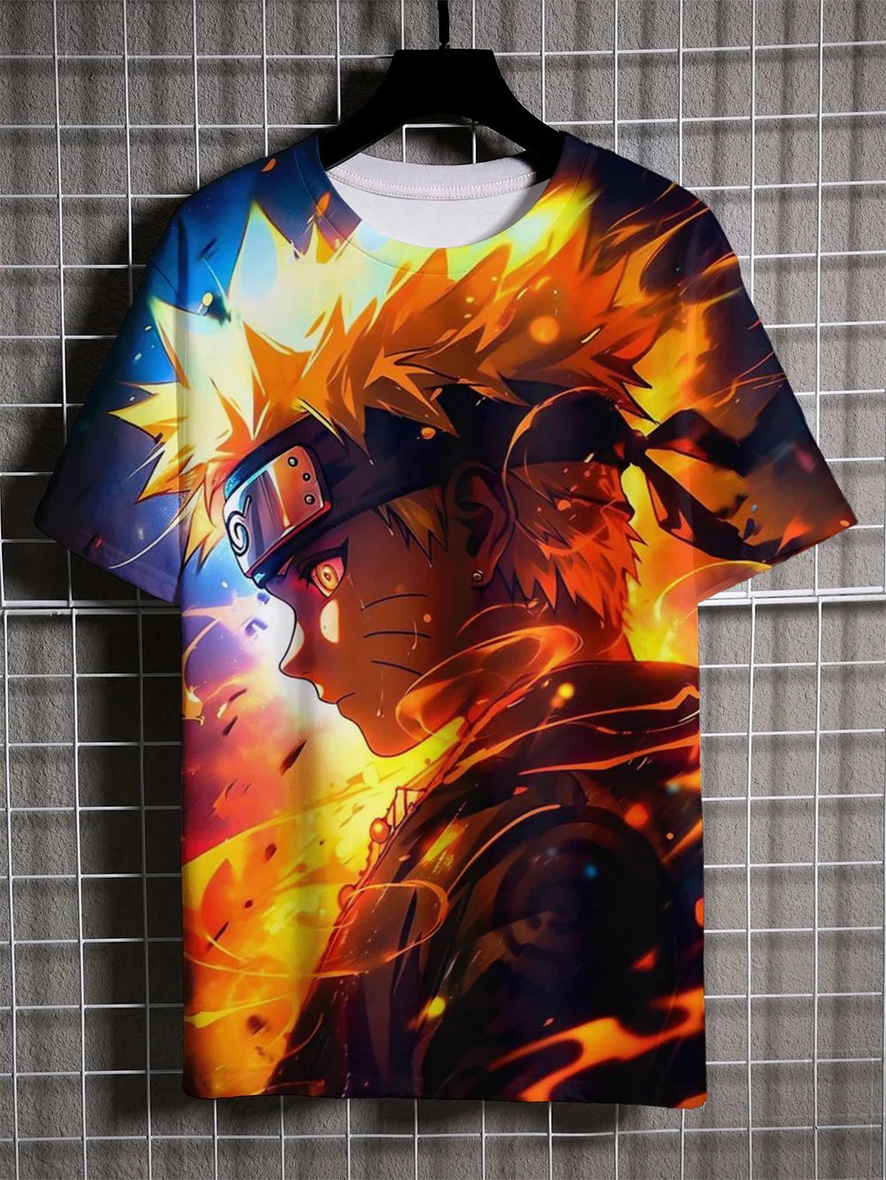 New Anime Naruto Men's Short Sleeve 3D Printed Uzumaki Naruto Pattern Street Hip-Hop Style Clothing Casual Men's T-Shirt