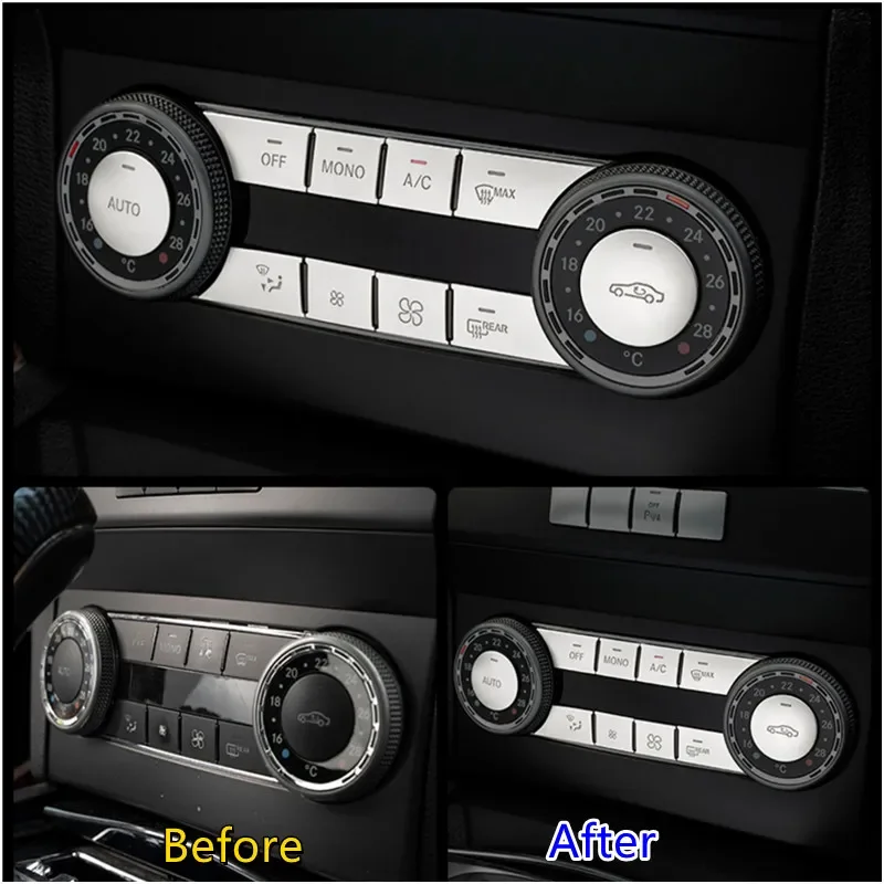 Car Interior Modification Central Control CD Air Conditioning Window Lifting Button Trim Sticker Fit For Mercedes Benz C GLK