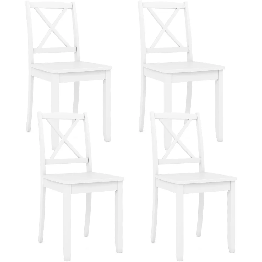 

Dining Chairs Set of 4, Kitchen Side Chairs with Rubber Wood Legs & Cross Back, Farmhouse Armless Dinette Chairs for Dining Roo