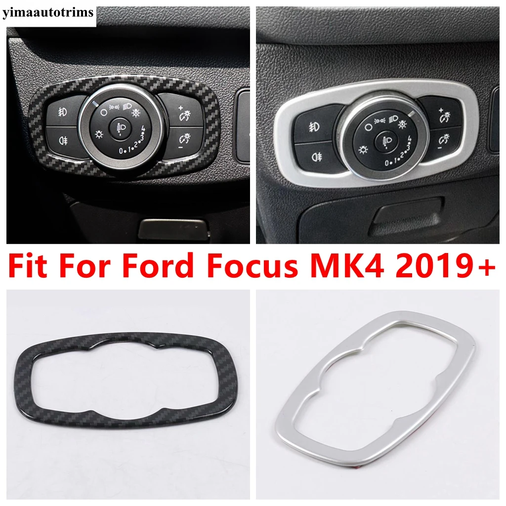 

Carbon Fiber Car Headlight Head Lamp Light Switch Button Panel Cover Trim Accessories Interior For Ford Focus MK4 2019 - 2024