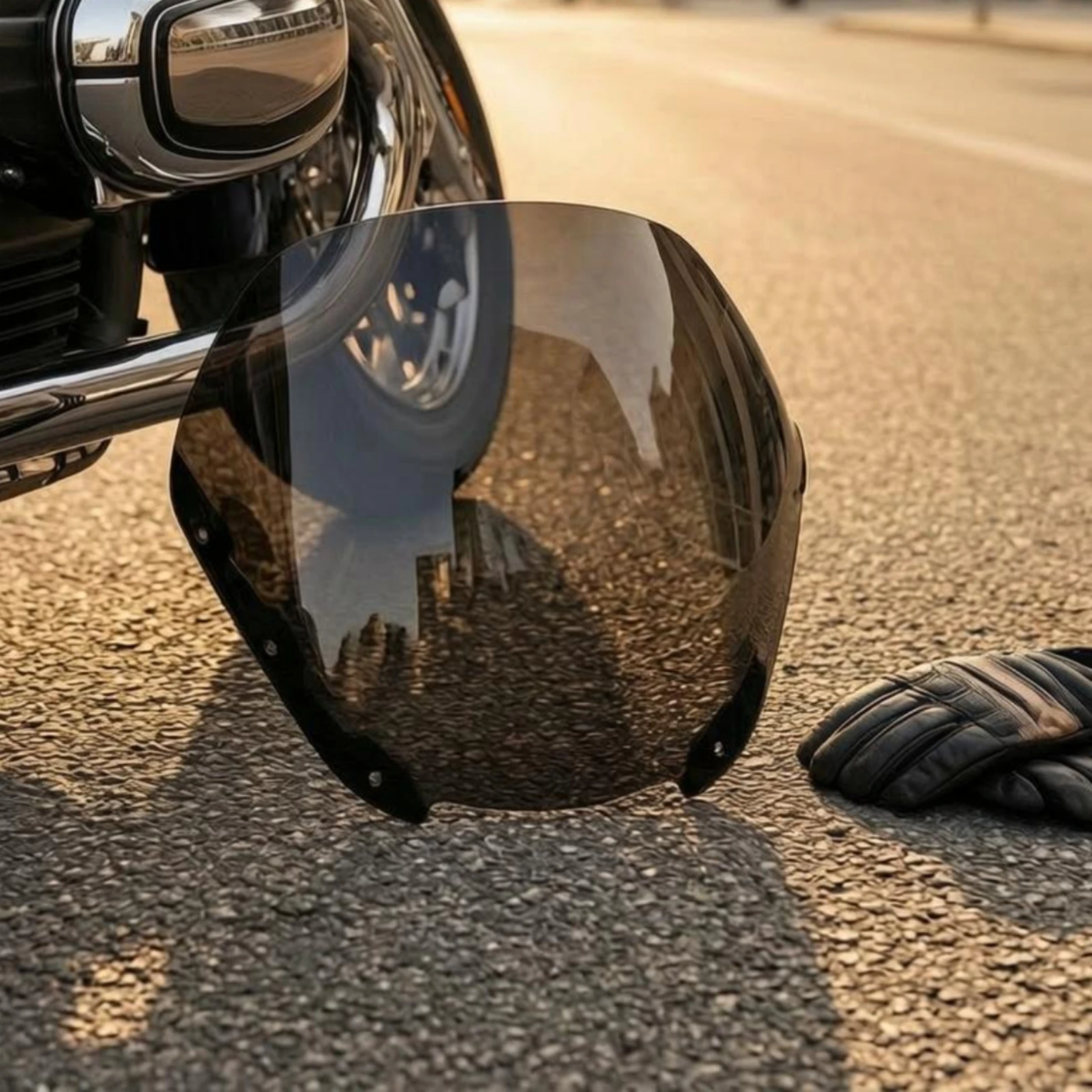 Curved Motorcycle Windshield Rounded Top Motorcycle Windscreen Brackets Engine Accessory Tapered Rim Vehicle Part for Riding