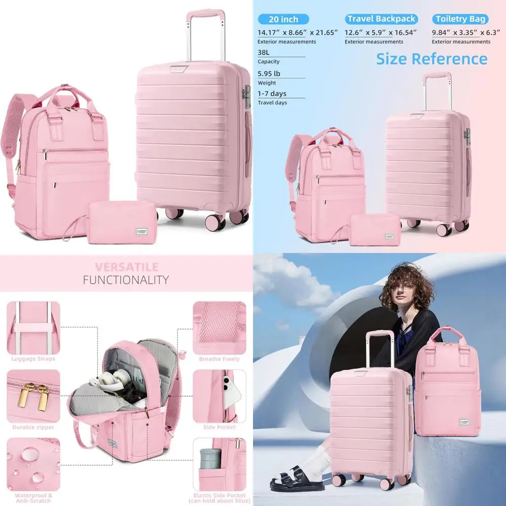 3 Piece Hardside Spinner Luggage Set with TSA Lock for Women - Orchid Purple, Carry On Suitcase Set