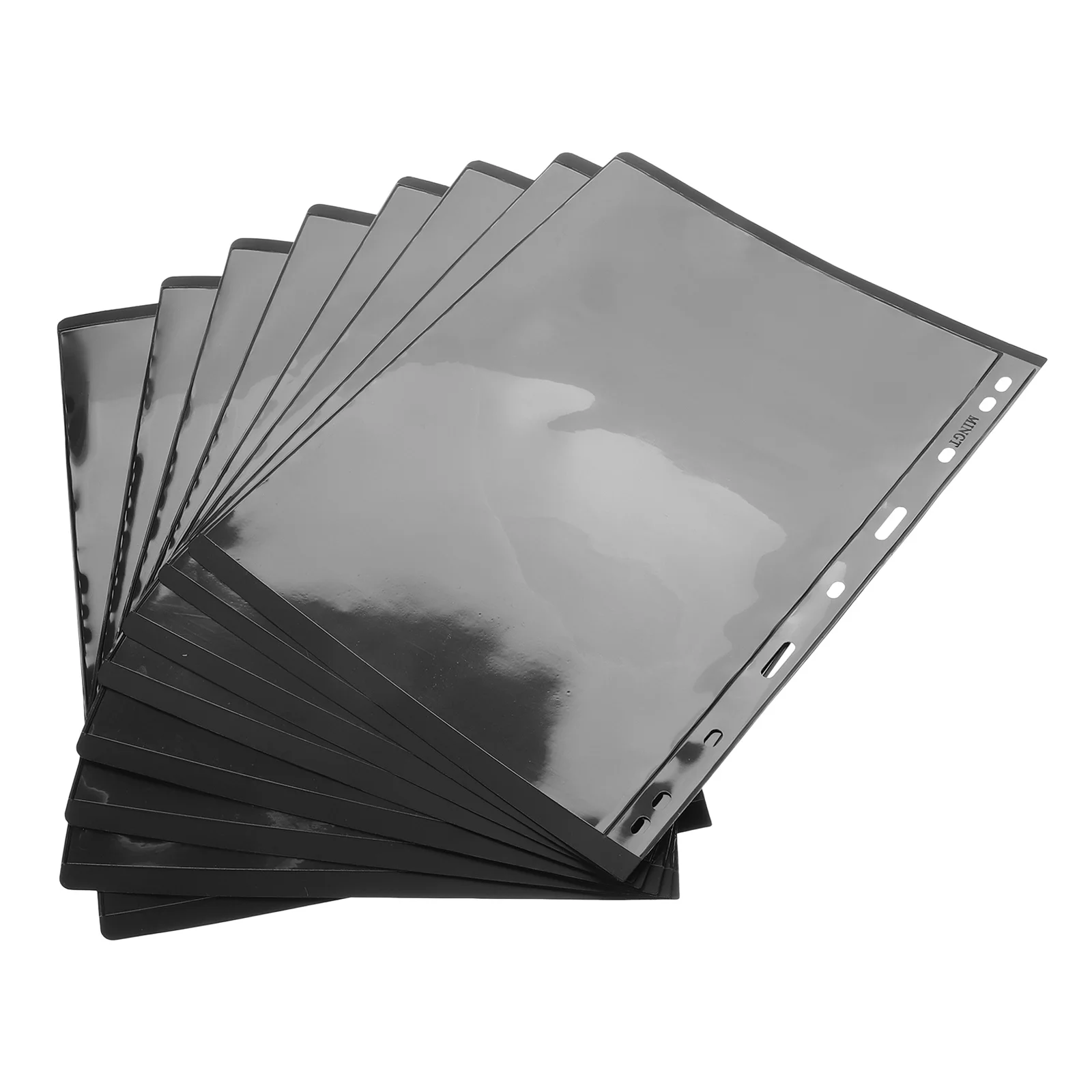 10Pcs Stamp Collection Album Pages Black Background Single Row Design for Paper Stamps Stamp Storage Sleeves Collecting