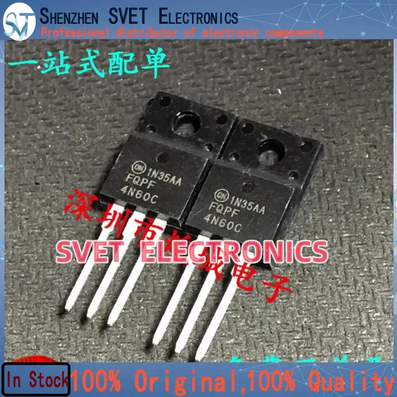 10PCS-50PCS  FQPF4N60C  TO-220F MOS 600V 4A   Original In Stock Fast shipping