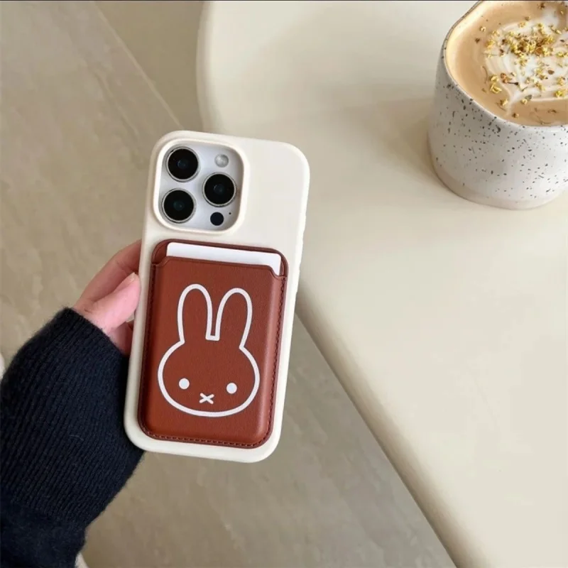 

Cute Cartoon Miffy Magsafe Wallet Case Leather Magnetic Card Case For iPhone 15 16 14 17 Pro Max Funny Magnetic Card Miffy ﻿﻿